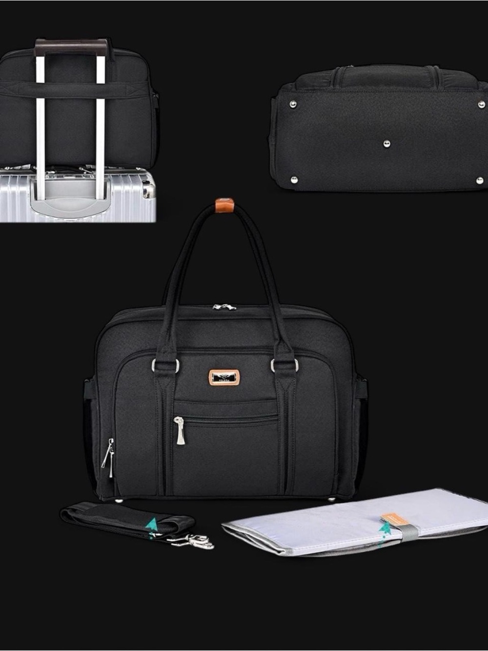 WELAVILA Large Convertible Diaper Bag Tote in Black - Picture 6 of 7